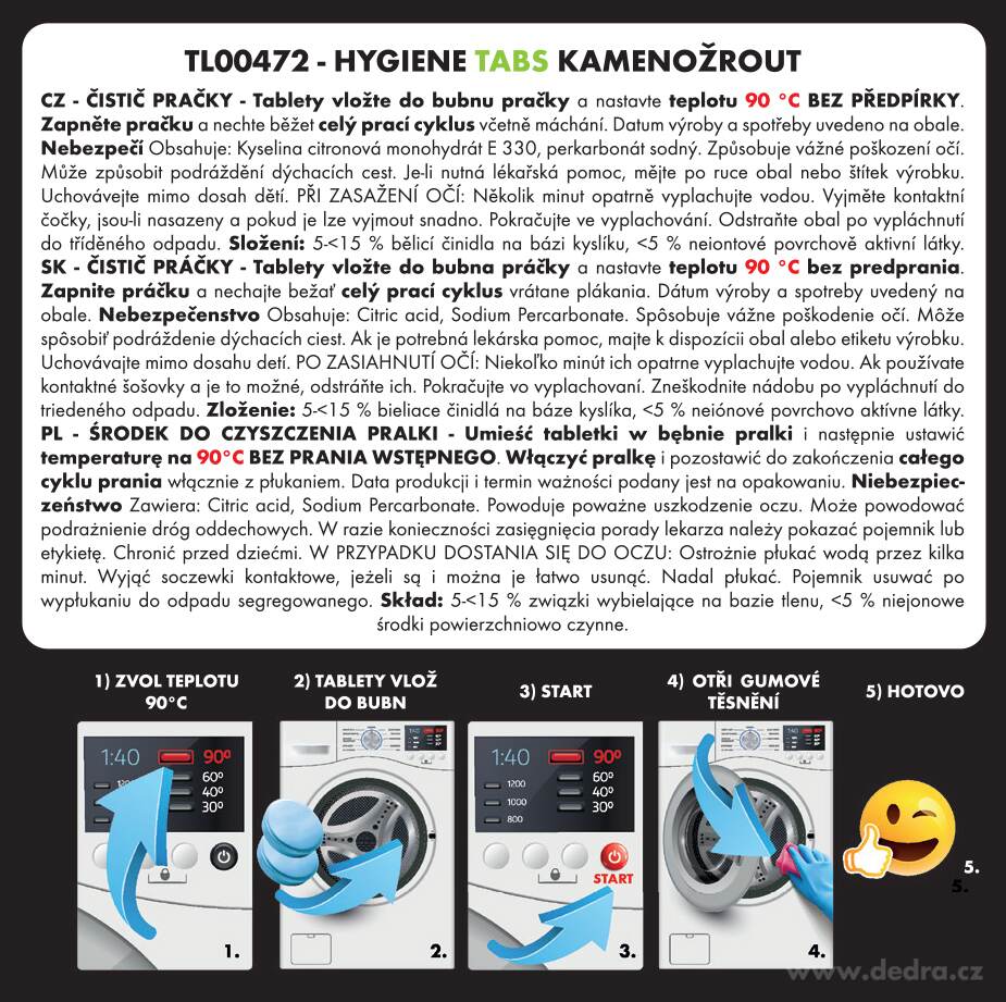 Komplexní čistič pračky proti zápachu a usazeninám 